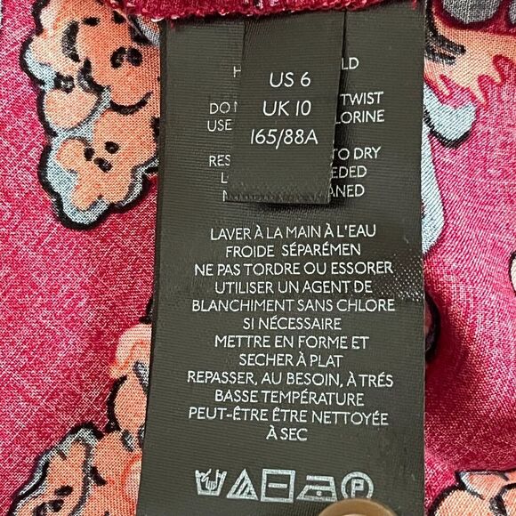 Anthropologie Maeve Darla Button Down Bird Floral Top SZ6 Multi Color Burgundy - Picture 9 of 10